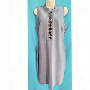 Women Venus Dark Gray Mock Neck Bust Cutout Bodycon Stretch Dress Size XL